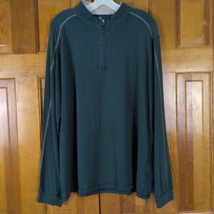 Tasc Performance Bamboo 1/4 Zip Pullover Mens XL Green Heather Long Sleeve